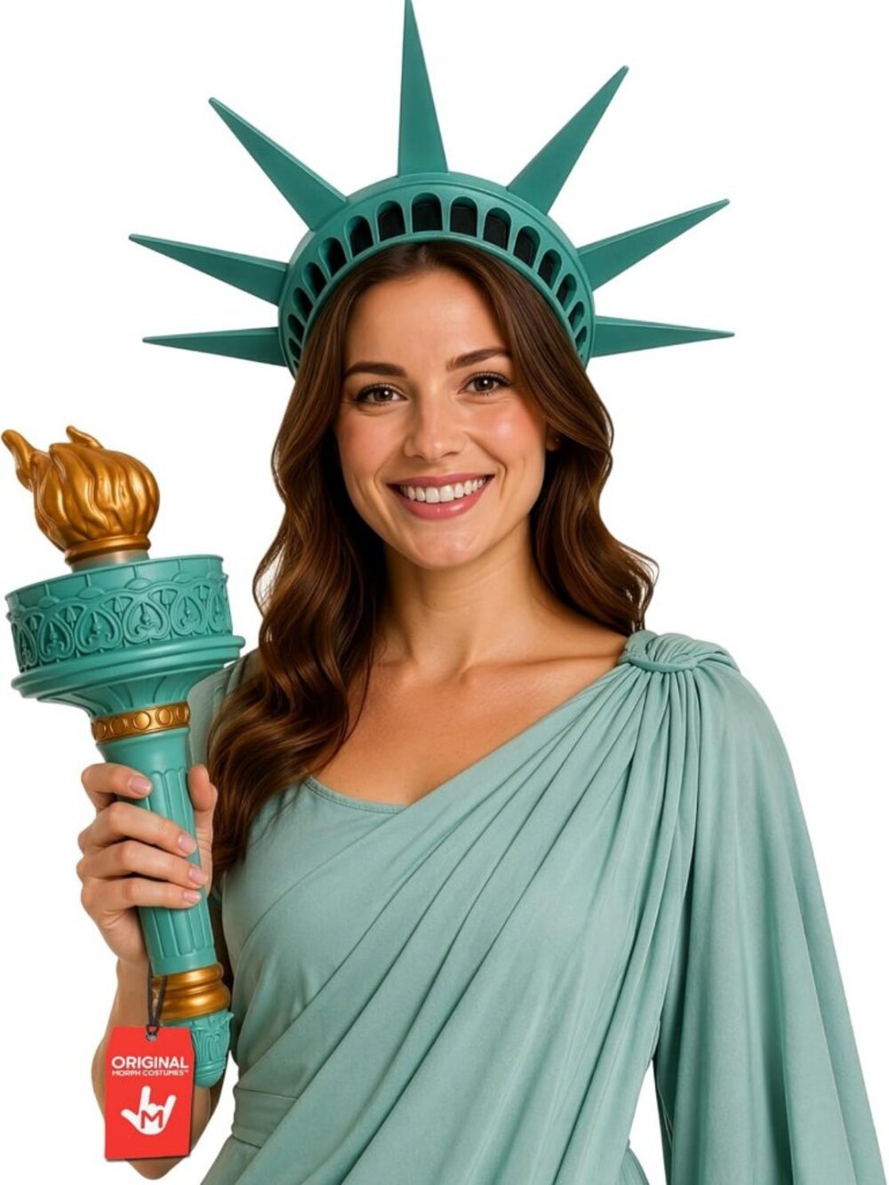 Statue of Liberty Crown & Torch Set - Green Costume Accessory for Parties